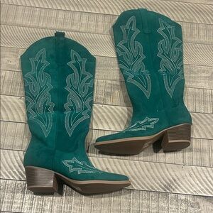 Elegant Teal Heeled Boots